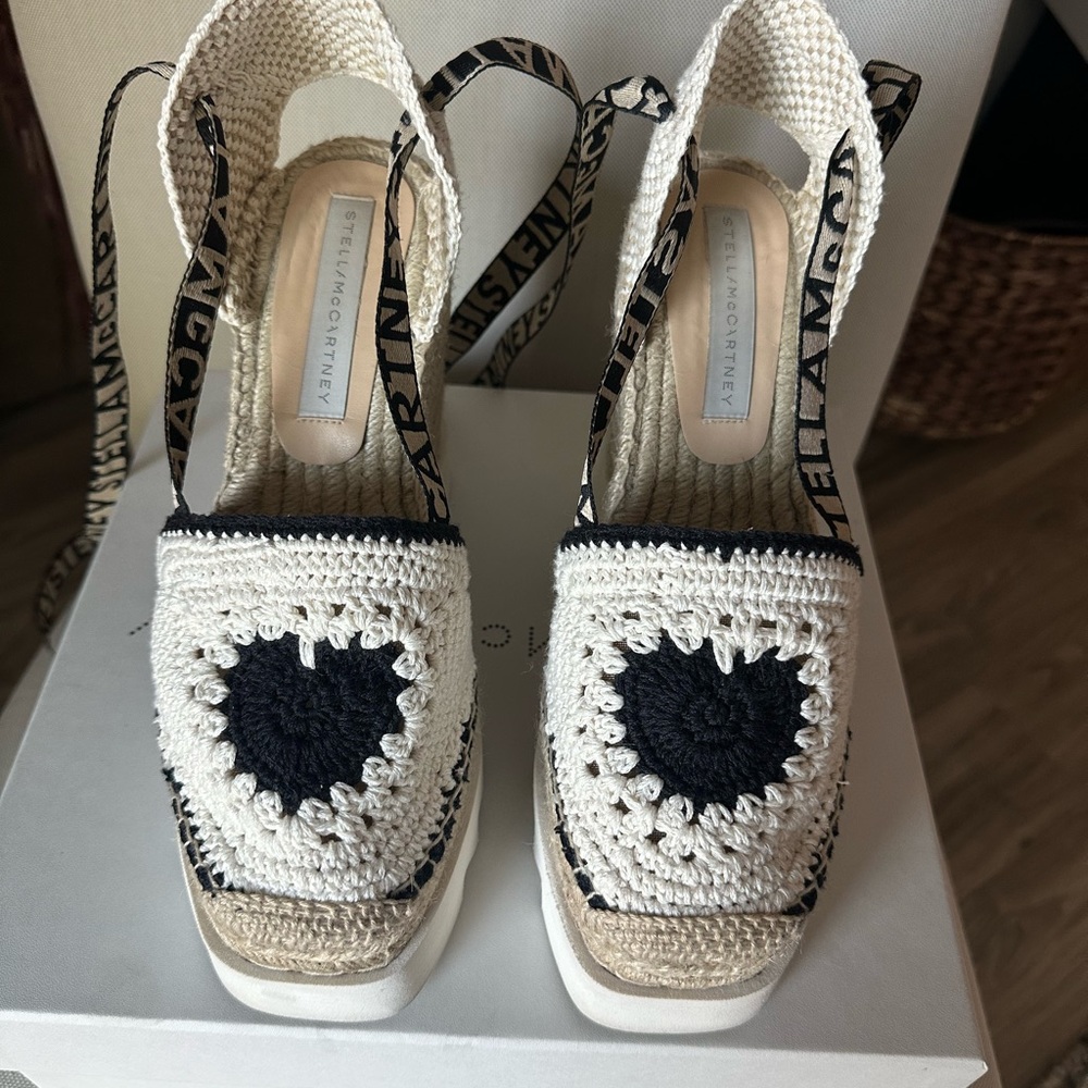 Stella McCartney Gaia Heart Crochet Espadrilles